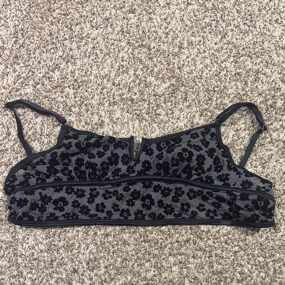 PINK Floral Black and Gray Bralette/top